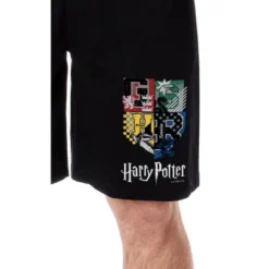 Harry Potter Mens' Wizarding World Hogwarts Crest Sleep Pajama Shorts Black
