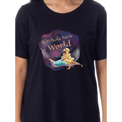 Disney Womens' Aladdin Movie Princess Jasmine Nightgown Sleep Pajama Shirt Black 1 Disney Womens' Aladdin Movie Princess Jasmine Nightgown Sleep Pajama Shirt Black