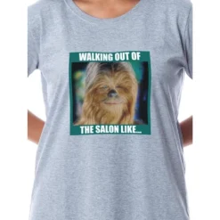 Star Wars Womens' Movie Chewbacca Salon Funny Nightgown Sleep Pajama Grey