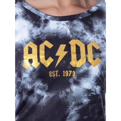 ACDC 1973 Logo Long Sleeve Womens' Rock Band Tie Dye Lounge Jogger PJ Set Black 2 ACDC 1973 Logo Long Sleeve Womens' Rock Band Tie Dye Lounge Jogger PJ Set Black - Image 2