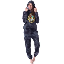 Harry Potter Womens' Hogwarts Crest Tie Dye Cropped Hooded Jogger Set Black -Sleepwear Sales Store GUEST a17af80c 3536 4d71 ae9e 84b7a585986d