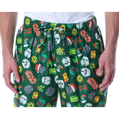 Star Wars Mens' Holly Jolly Helmet Toss Print Lounge Pajama Pants Green 2 Star Wars Mens' Holly Jolly Helmet Toss Print Lounge Pajama Pants Green - Image 2