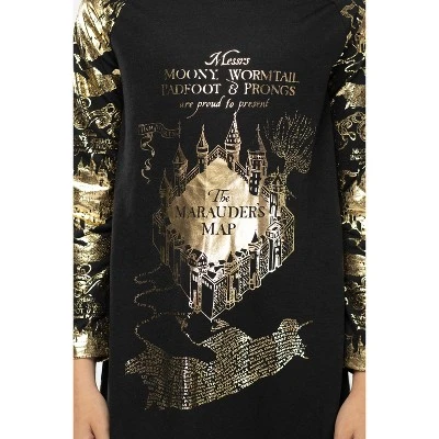 Juniors Harry Potter Marauders Map Raglan Nightgown Pajama Sleep Shirt 3 Juniors Harry Potter Marauders Map Raglan Nightgown Pajama Sleep Shirt - Image 3