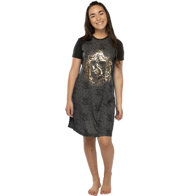 Harry Potter Juniors' Foil Print Hogwart Houses Raglan Nightgown Pajama 7 Harry Potter Juniors' Foil Print Hogwart Houses Raglan Nightgown Pajama - Image 7