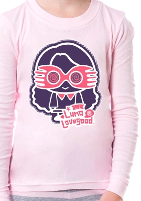 Harry Potter Girls' Chibi Luna Lovegood Child 2 Piece Tight Fit Pajama Set Pink 2 Harry Potter Girls' Chibi Luna Lovegood Child 2 Piece Tight Fit Pajama Set Pink - Image 2