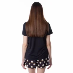 Nickelodeon Womens' Garfield Nap Attack Face Sleep Pajama Set Short Black