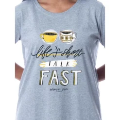 Gilmore Girls Womens' Coffee Life's Short Nightgown Sleep Pajama Shirt Grey