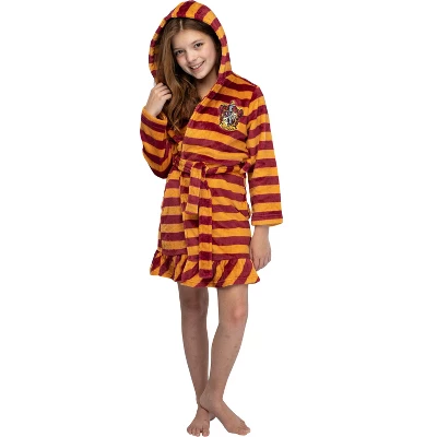Harry Potter Girls' Striped Ruffle Plush Fleece Robe 4 Harry Potter Girls' Striped Ruffle Plush Fleece Robe - Image 4