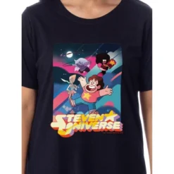 Steven Universe Womens' TV Show Characters Nightgown Sleep Pajama Shirt Black