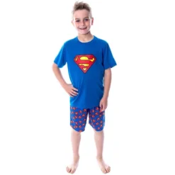 DC Comics Big Boys' Superman Logo Short Sleeve Pajama Short Set Blue -Sleepwear Sales Store GUEST ac7a1934 e578 446f bdb1 34667fa1ac57