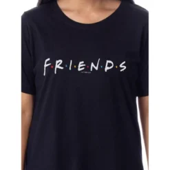 Friends The Television Series Womens' TV Show Title Logo Nightgown Pajama Black