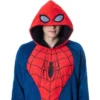 Marvel Mens' Spider-Man Logo Hooded Costume Pullover Pajama Outfit Blue