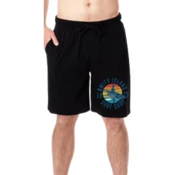 Jaws Mens' Movie Film Amity Island Surf Shop Logo Sleep Pajama Shorts Black -Sleepwear Sales Store GUEST b153d575 3162 4ebd a2d8 071bf0114c1e