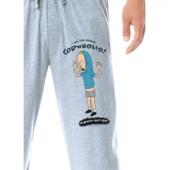 MTV Mens' Beavis And Butt-Head Cornholio Character Sleep Pajama Pants Grey