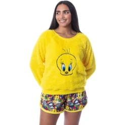 Looney Tunes Womens' Tweety Bird Sweater And Shorts Sleep Pajama Set Yellow -Sleepwear Sales Store GUEST b471fa78 515d 4c6a bf1b 20cc282b295d