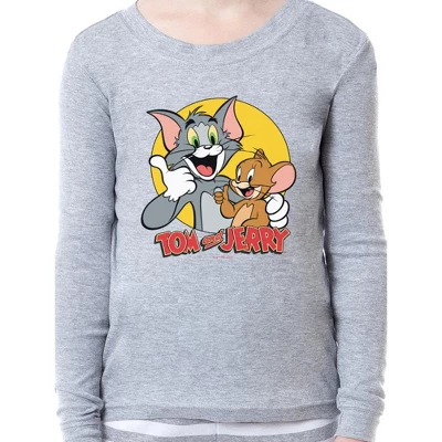 Tom And Jerry Unisex Youth Child Girls' Boys' Sleep Tight Fit Pajama Set Grey 2 Tom And Jerry Unisex Youth Child Girls' Boys' Sleep Tight Fit Pajama Set Grey - Image 2