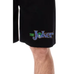 DC Comics Mens' The Joker Classic Title Name Script Sleep Pajama Shorts Black