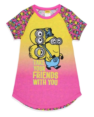 Girls' Despicable Me Minions Take Your Friends With You Nightgown Pajama Multicolored 5 Girls' Despicable Me Minions Take Your Friends With You Nightgown Pajama Multicolored - Image 5
