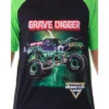 Monster Jam Boys' Grave Digger Monster Truck Shirt And Shorts Pajama Set