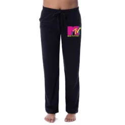 MTV Womens' Music Television Neon Vintage Logo '80s Sleep Pajama Pants Black -Sleepwear Sales Store GUEST bc94040c d244 44b1 9daa 499c8f58e824