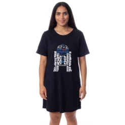 Star Wars Womens' Movie Film R2-D2 Droid Word Art Nightgown Sleep Pajama Black -Sleepwear Sales Store GUEST bfa2b05a 17cc 4539 9797 3206d1a96ec5