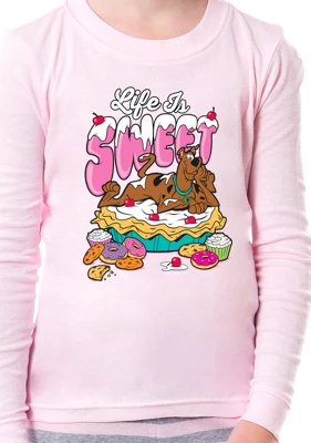 Scooby-Doo Girls' Life Is Sweet Character Donuts Pie Cookies Pajama Set Pink 2 Scooby-Doo Girls' Life Is Sweet Character Donuts Pie Cookies Pajama Set Pink - Image 2