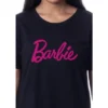 Barbie Womens' Classic Title Logo Icon Nightgown Sleep Pajama Shirt Black