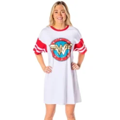DC Comics Women's Wonder Woman Classic Logo Nightgown Pajama Shirt Dress White -Sleepwear Sales Store GUEST c3206137 c50e 45c7 a0e5 faee7d363f15