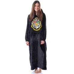 Harry Potter Hogwarts Adults Wearable Blanket Pullover Robe Mens' Womens' Black