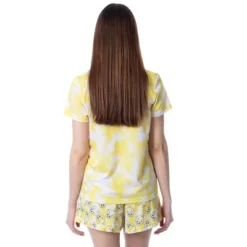 Looney Tunes Womens' Tweety Bird Tie-Dye Sleep Pajama Set Short Yellow