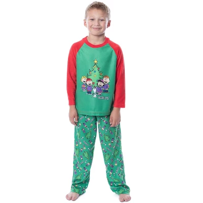 Peanuts Boys' Christmas Holiday Season Sing Along Sleep Pajama Set Green 4 Peanuts Boys' Christmas Holiday Season Sing Along Sleep Pajama Set Green - Image 4