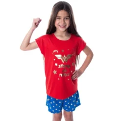 DC Comics Girls' Wonder Woman Strong And Fierce Shirt And Shorts Pajama Set Strong And Fierce -Sleepwear Sales Store GUEST c9235d43 f176 4c65 aea5 839d25f501be