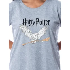 Harry Potter Womens' Wizarding World Broomstick Nightgown Pajama Shirt Grey