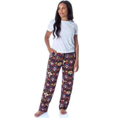 Disney Womens' Coco Skull Family Day Of The Dead All Over Pajama Pants Black 1 Disney Womens' Coco Skull Family Day Of The Dead All Over Pajama Pants Black