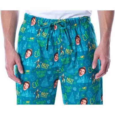 Elf The Movie Men's Son Of A Nut Cracker Allover Loungewear Pajama Pants Green 2 Elf The Movie Men's Son Of A Nut Cracker Allover Loungewear Pajama Pants Green - Image 2