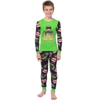 Monster Jam Boys' Truck Long Sleeve Grave Digger Tight Fit Sleep Pajama Set Multicolored 2 Monster Jam Boys' Truck Long Sleeve Grave Digger Tight Fit Sleep Pajama Set Multicolored - Image 2