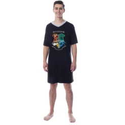 Harry Potter Mens' Hogwarts Houses Crest Stained Glass Sleep Pajama Shirt Black -Sleepwear Sales Store GUEST d19a7bb5 7748 4078 a472 8d048da7ec50