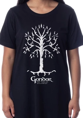 The Lord Of The Rings Womens' Gondor Nightgown Sleep Pajama Dress Black 2 The Lord Of The Rings Womens' Gondor Nightgown Sleep Pajama Dress Black - Image 2