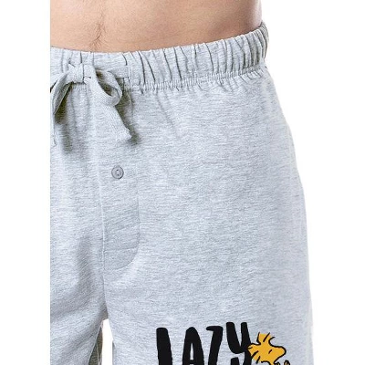 Peanuts Mens' Snoopy Woodstock Lazy Days Character Sleep Pajama Shorts Grey 2 Peanuts Mens' Snoopy Woodstock Lazy Days Character Sleep Pajama Shorts Grey - Image 2
