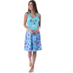 Disney Monsters Inc Womens Sulley Pajamas Nightgown Costume Dress Blue