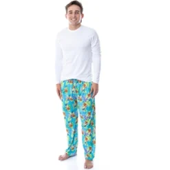 Despicable Me Mens' Minions Tropical Tossed Print Sleep Pajama Pants Blue
