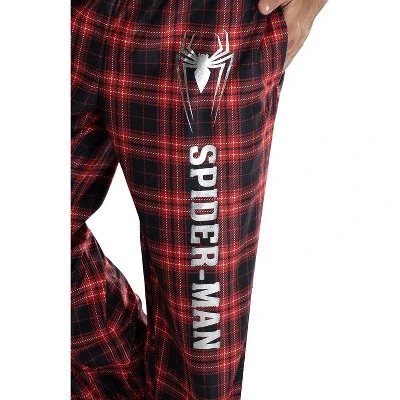 Marvel Comics Men's Spider-Man Plaid Loungewear Pajama Pants Red Plaid 2 Marvel Comics Men's Spider-Man Plaid Loungewear Pajama Pants Red Plaid - Image 2