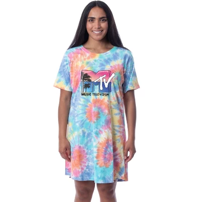 MTV Womens' Music Television Beach Classic '80s Nightgown Pajama Shirt Multicolored 3 MTV Womens' Music Television Beach Classic '80s Nightgown Pajama Shirt Multicolored - Image 3