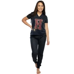 Harry Potter Juniors' H Is For Harry Gryffindor Athletic Jogger Pajama Set Black