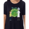 Rick And Morty Womens' TV Show Series Portal Nightgown Sleep Pajama Shirt Black