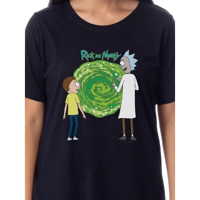 Rick And Morty Womens' TV Show Series Portal Nightgown Sleep Pajama Shirt Black 1 Rick And Morty Womens' TV Show Series Portal Nightgown Sleep Pajama Shirt Black
