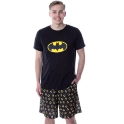 DC Comics Mens' Batman Logo Short Sleeve Shirt Pajama Short Set Black -Sleepwear Sales Store GUEST d9f93938 b744 4ccb 8c07 f8b46c5699f8