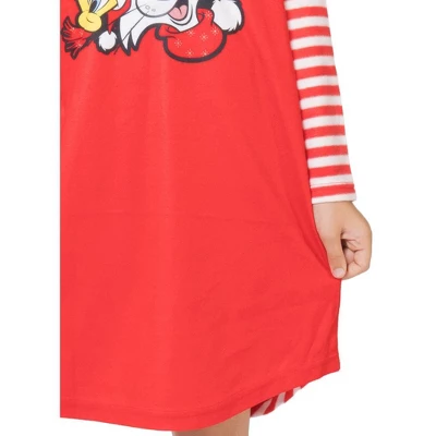 Looney Tunes Girls Christmas Pajamas Tweety Bird Sylvester Cat Pajama Nightgown 2 Looney Tunes Girls Christmas Pajamas Tweety Bird Sylvester Cat Pajama Nightgown - Image 2