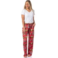 Looney Tunes Womens' Christmas Character Santa Bugs Taz Daffy Pajama Pants Red