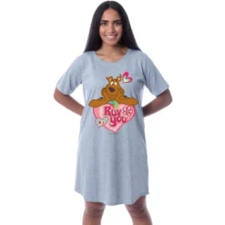 Scooby-Doo Womens' Scooby Ruv You Nightgown Sleep Pajama Shirt Grey -Sleepwear Sales Store GUEST deb40f2a a3c8 4df3 9ccf 2b253b9a48ce